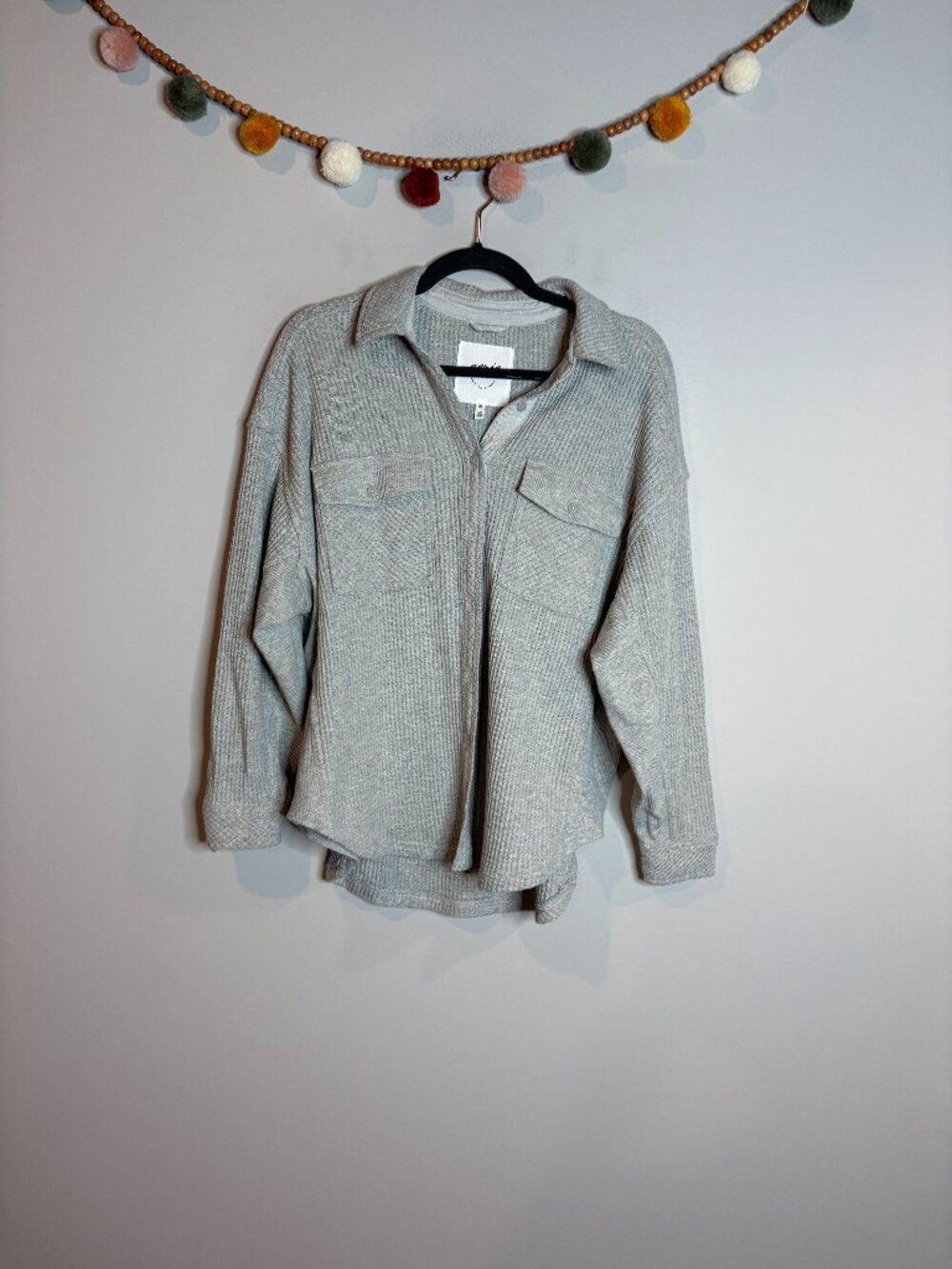 Aerie grey LumberJill waffle button down shacket